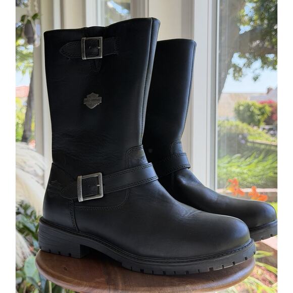 Harley Davidson Randy D93261 Men’s Black Leather Engineer Boots Size 11